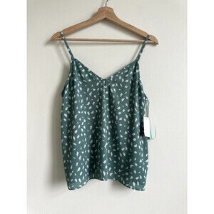 ABOUND NWT WOMENS SIZE M GREEN & WHITE SPAGHETTI STRAP CUTE AND FLIRTY TANK TOP